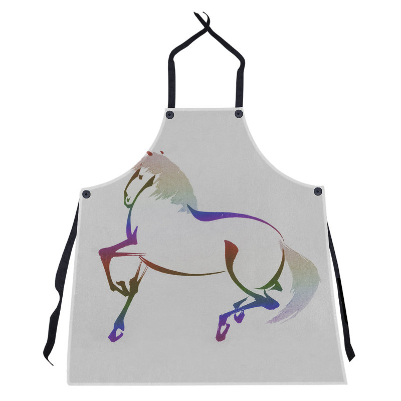 Tablier au cheval japonais keito sato, Gris / mauve / rouge