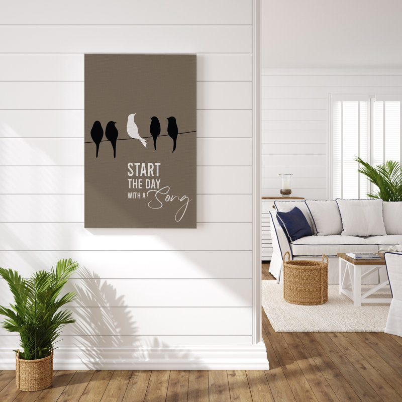 «Start the Day with a Song», reproduction d'art textuel sur toile tendue, H 24 po x l 20 po x 1,5 po