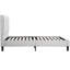 Lit double rembourré en lin gris moderne avec tête de lit, structure en contreplaqué et en bois franc, cadre de tissu facile à installer, emballage compact