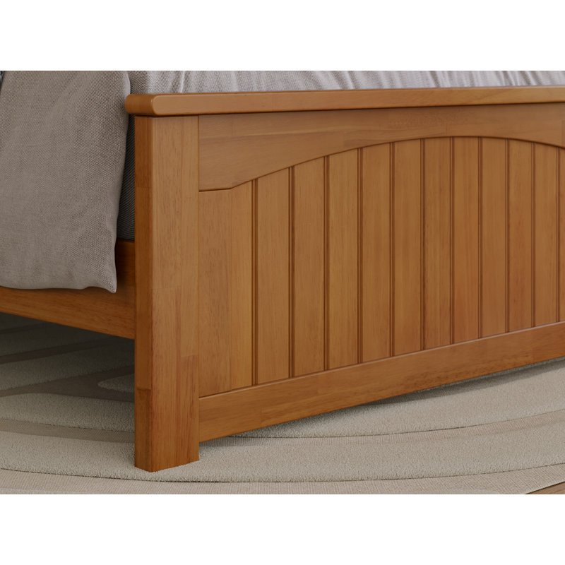 Nantucket Low Profile Solid Wood Platform Bed with Matching Footboard, Light Toffee, Extra-long Twin