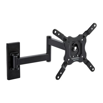 Black Full Motion TV Wall Mount | Tilt Swivel, 16" Extension, VESA 200x200 for 12"–40" TVs, 40 lbs Capacity