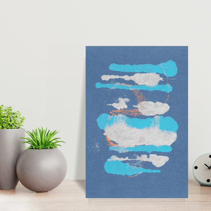 Abstrait contemporain abstrait bleu fluide, 18" H x 12" W