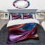 Mauve et bleu Fractal Wave III - Ensemble de housse de couette fractale abstraite-101243208
