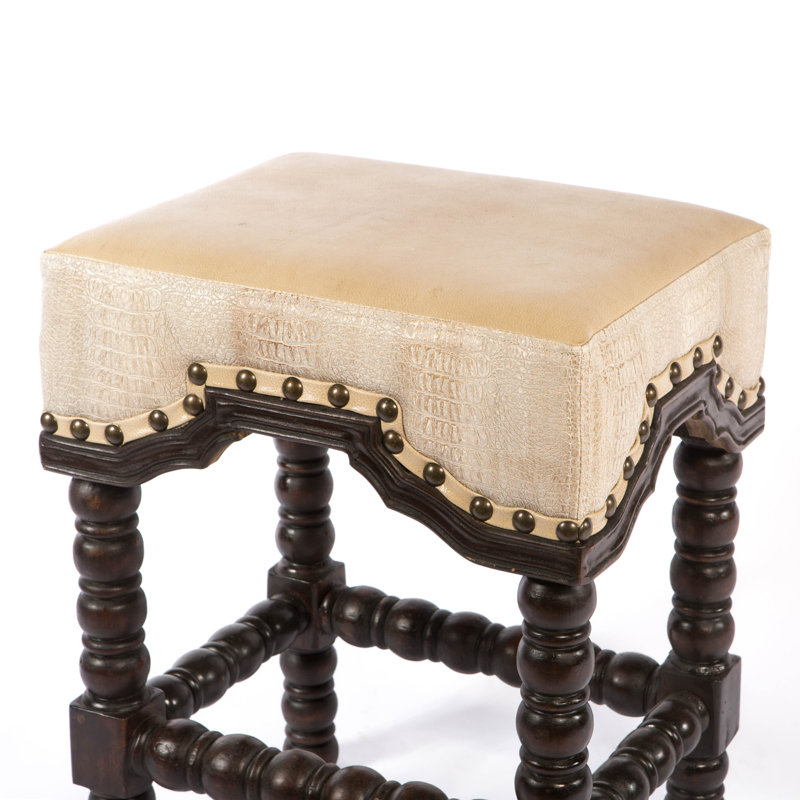 Marlo Upholstered Stool with Solid Wood Frame, Hide, Counter Stool (26" Seat Height)