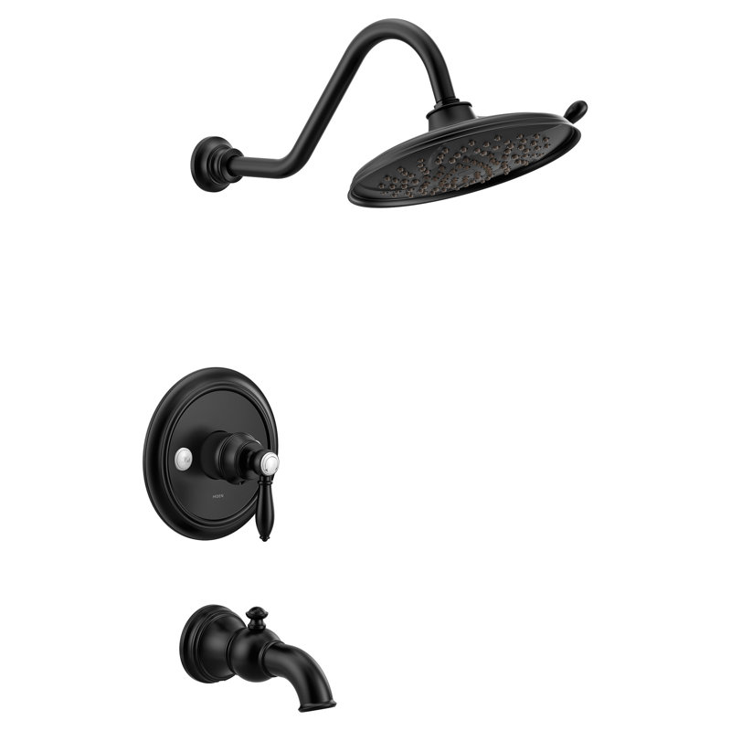 Ensemble de garniture de baignoire et douche à 1 poignée éco-performante à 1 poignée Weymouth M-CORE, valve requise, Noir mat