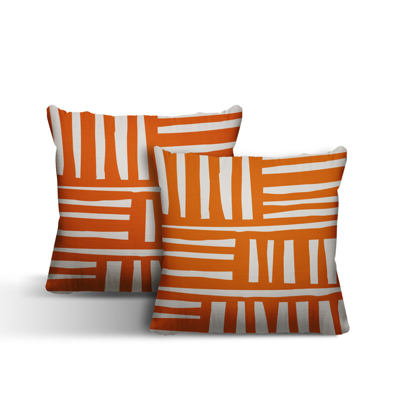 No Decorative Addition Outdoor Reversible Throw Pillow, 15W" x 15H", Orange