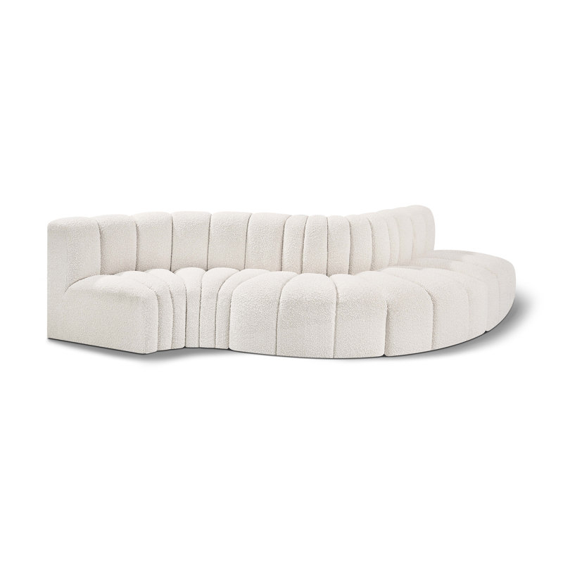 Hiu Upholstered Curved Sectional Reversible, Cream Boucle Fabric