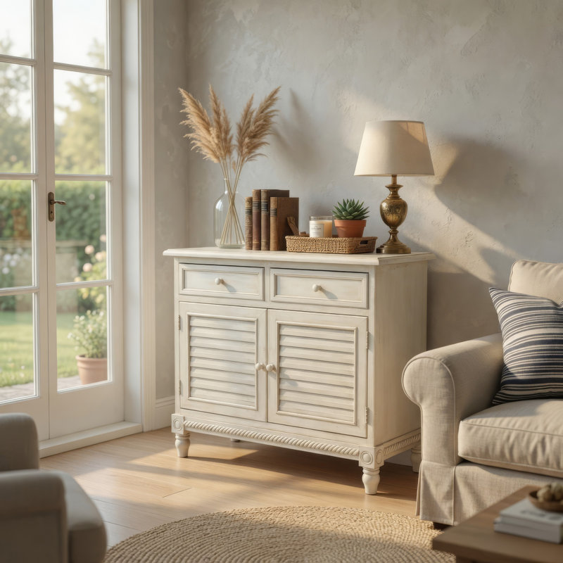 Kimbro Solid Wood Accent Cabinet, White