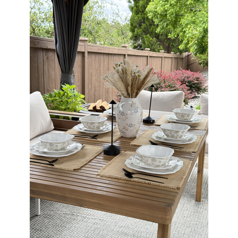 Ensemble de vaisselle en porcelaine taupe 222 Fifth Batik Toile - Service pour 4, ensemble d'assiettes et de bols