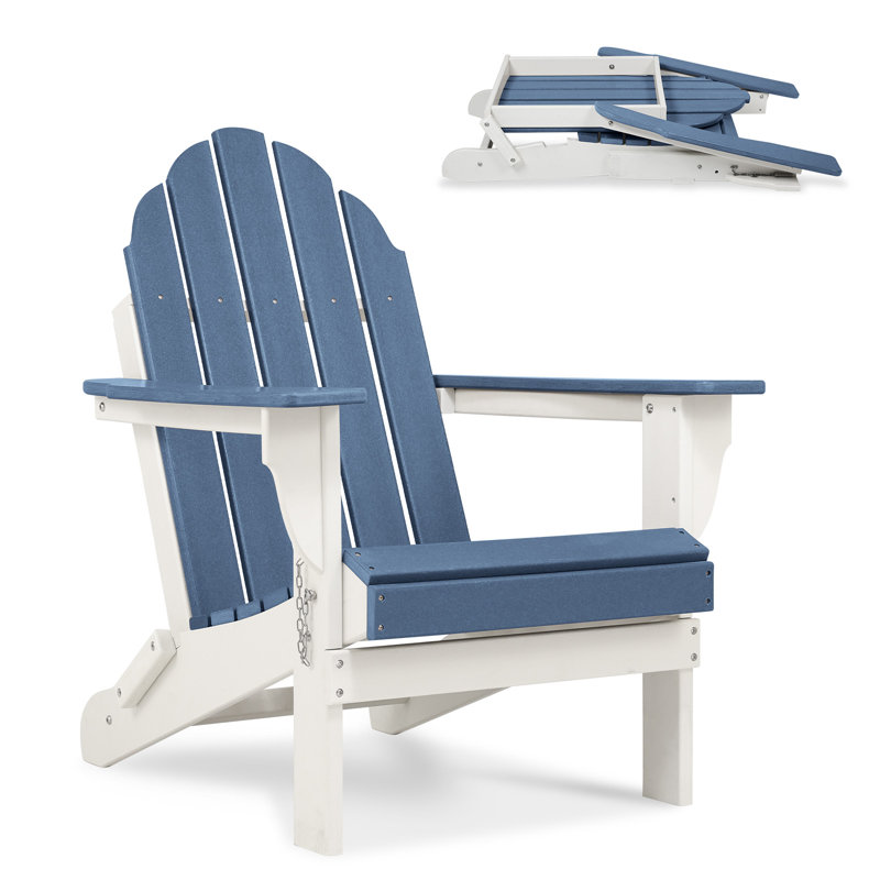 Chaise Adirondack pliante en PEHD Rakesh, Bleu marine