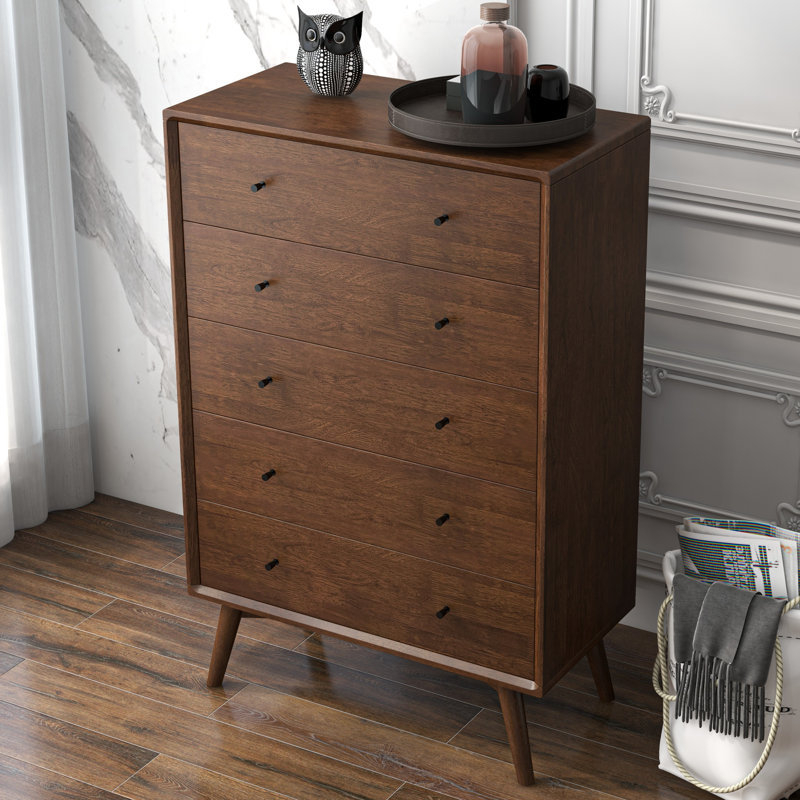 Commode 5 tiroirs Rudder, Brun