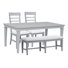 Table de salle à manger extensible grise avec 2 chaises et banc