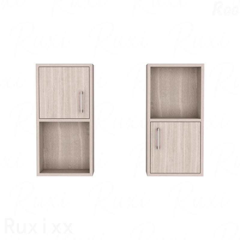 2-Pc Wall-Mounted Bathroom Medicine Cabinet With Open And Closed Storage, Beige