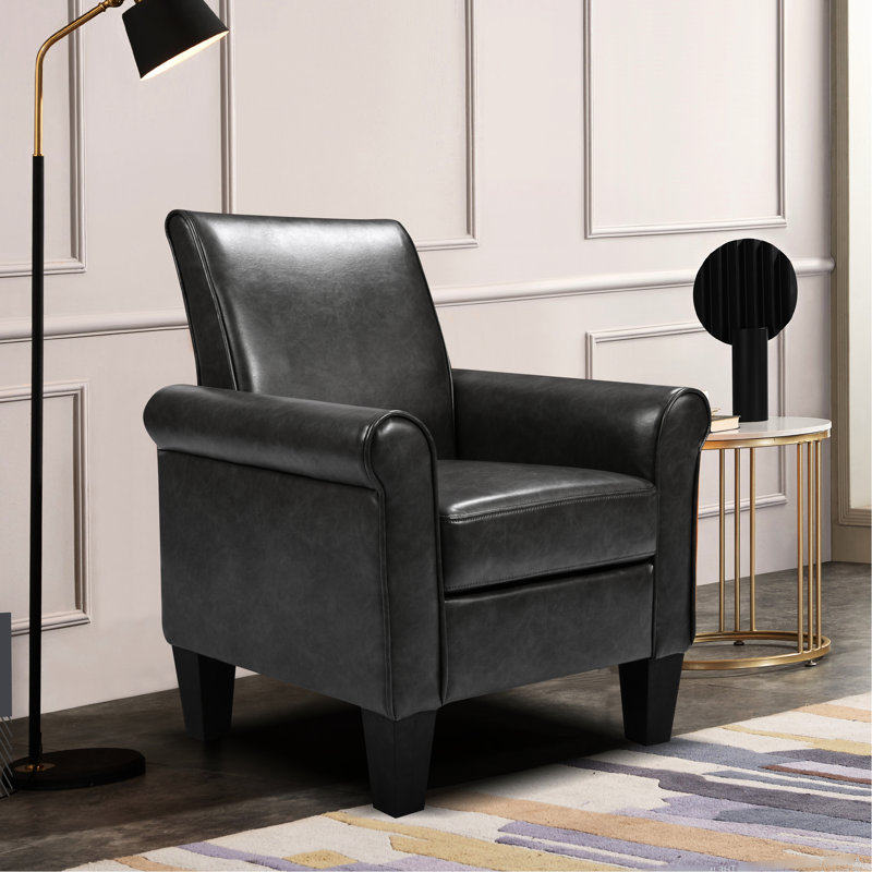 Fauteuil en cuir Pu à usage quotidien - gris foncé, salon, chambre à coucher, siège spacieux