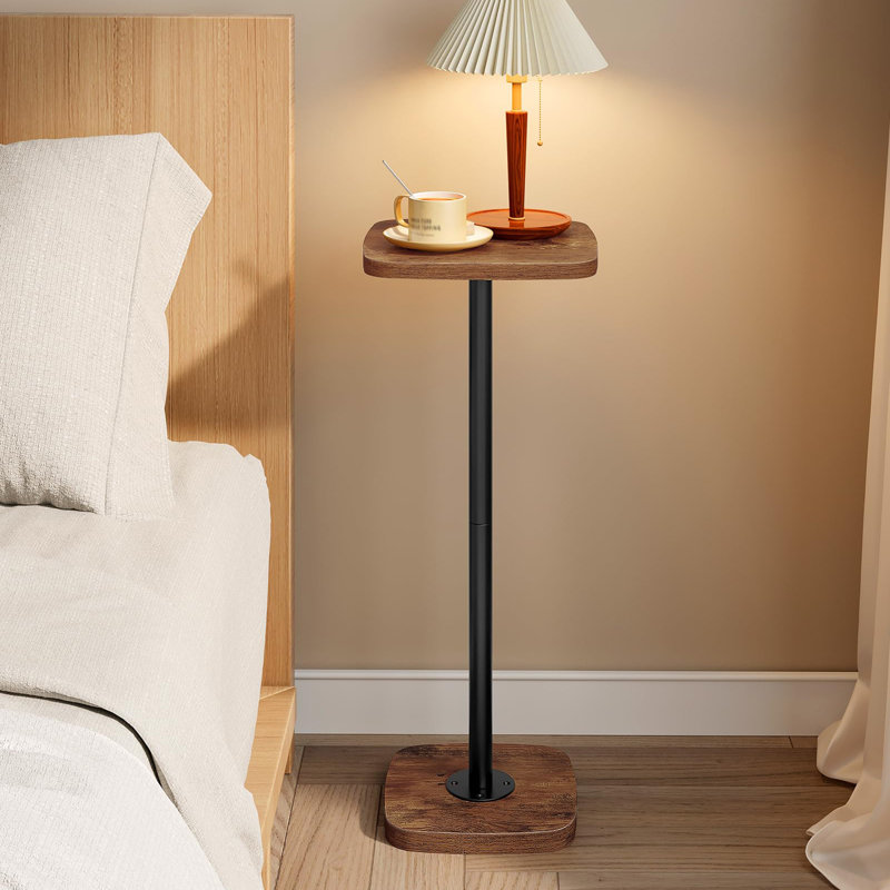 Table d'appoint carrée pour petits espaces, Brun rustique