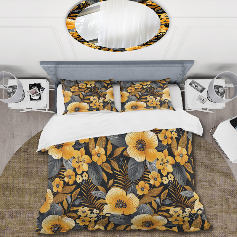 Ensemble de housse de couette Orange Green Tropical Flowers I - Tropical Flowers