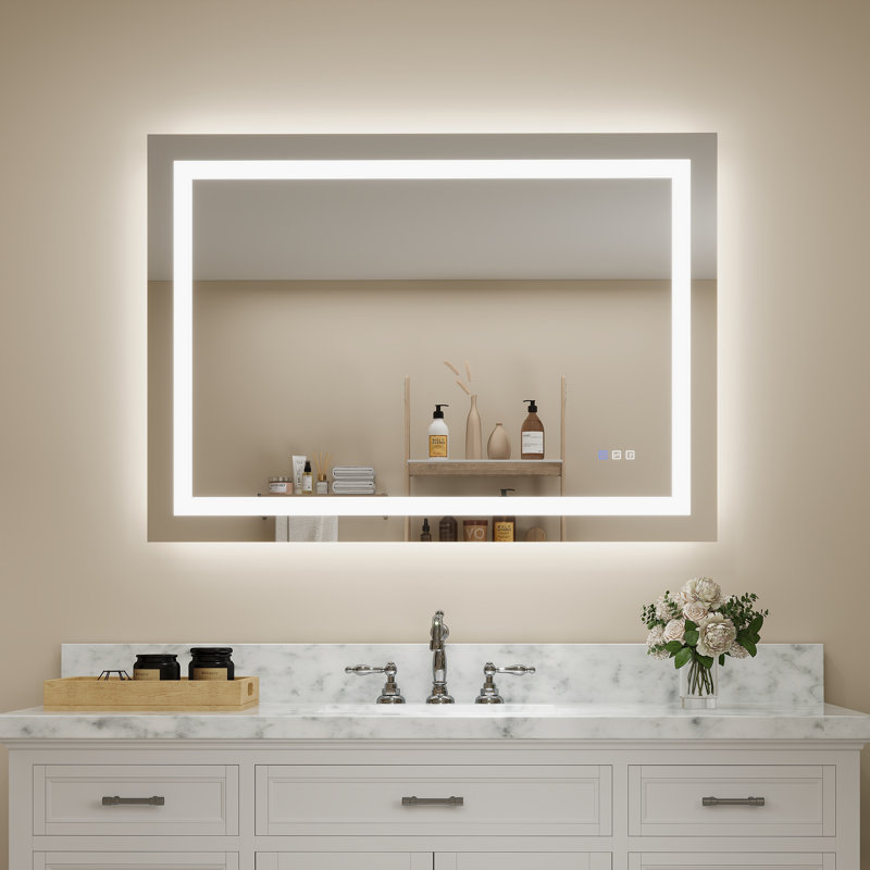 Ulrika Flat LED Mirror, Rectangle, 36" x 50"