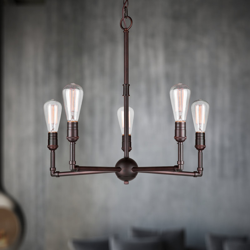 Lustree 5 lumières façon bougie/classique Kohlmeier, Bronze antique