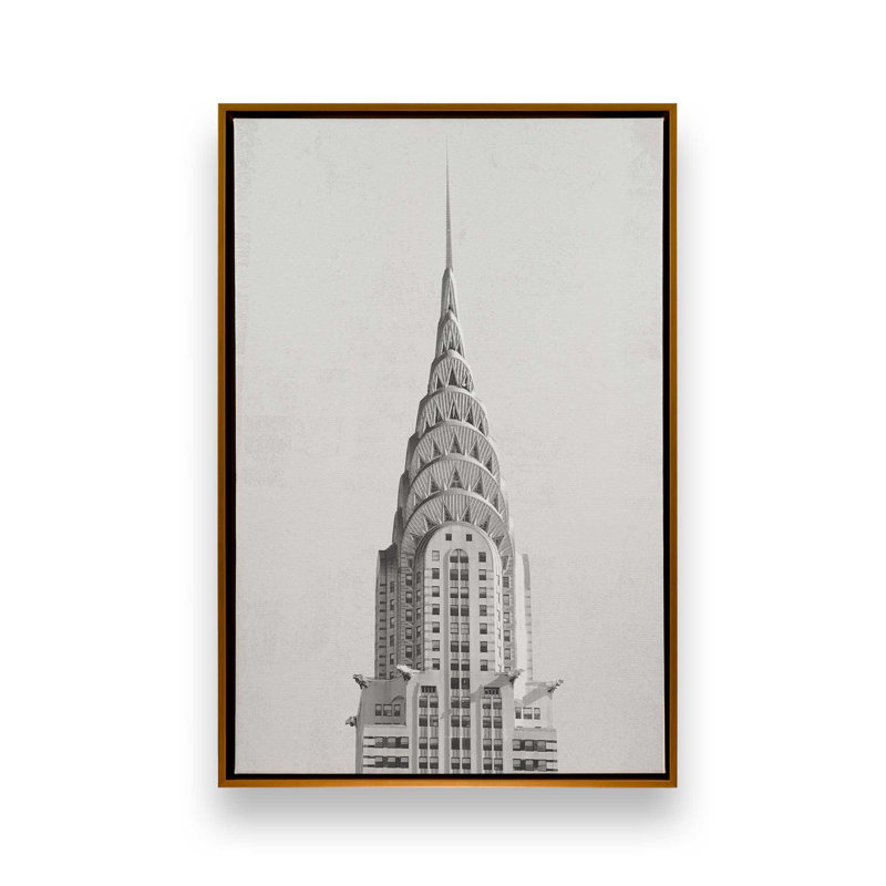 Impression sur toile de Chrysler Building NYC, H 13,5 po x l 9,5 po, Impression sur toile flottante sans passe-partout, Doré