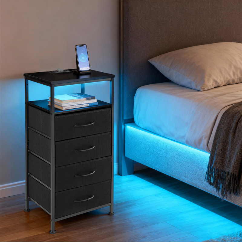 15.7 " W Steel Standard Drawer Nightstand, Black