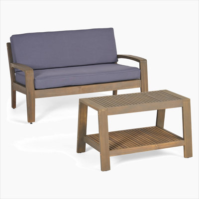 Causeuse d'extérieur grise + table basse