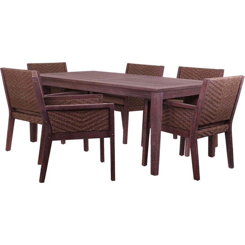 Perren 6 - Person Wicker Patio Dining Set with Rectangular Table , Cushions Included