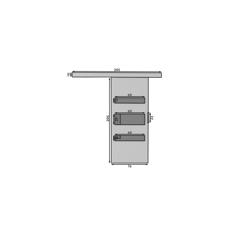 Lize Sliding Door White and Black, 205cm H x 96cm W x 1.6cm D, Wenge