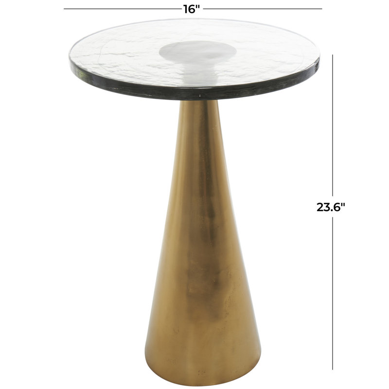 Sherborn Glass Top End Table, Gold, 23.6" H x 16" W x 16" D