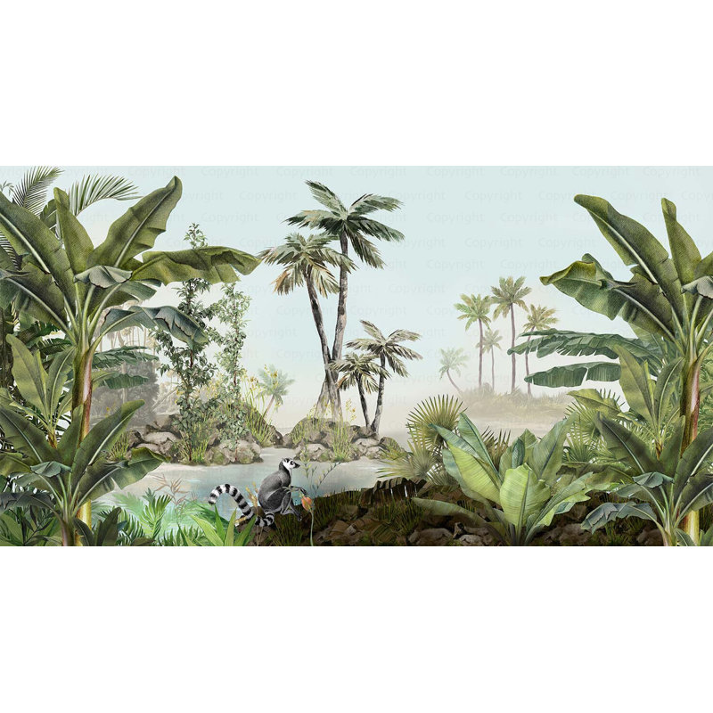 Murale de papier peint paradis tropical, L 792 po x l 122 po, Vert