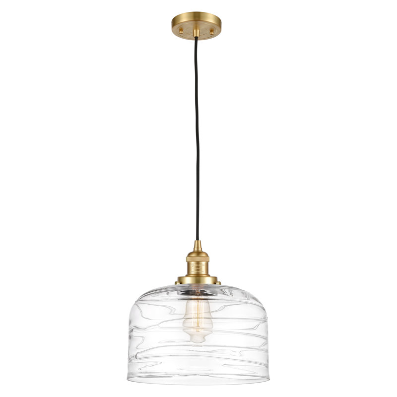 Luminaire suspendu en forme de dôme à 1 lumière Barahona, Or satiné