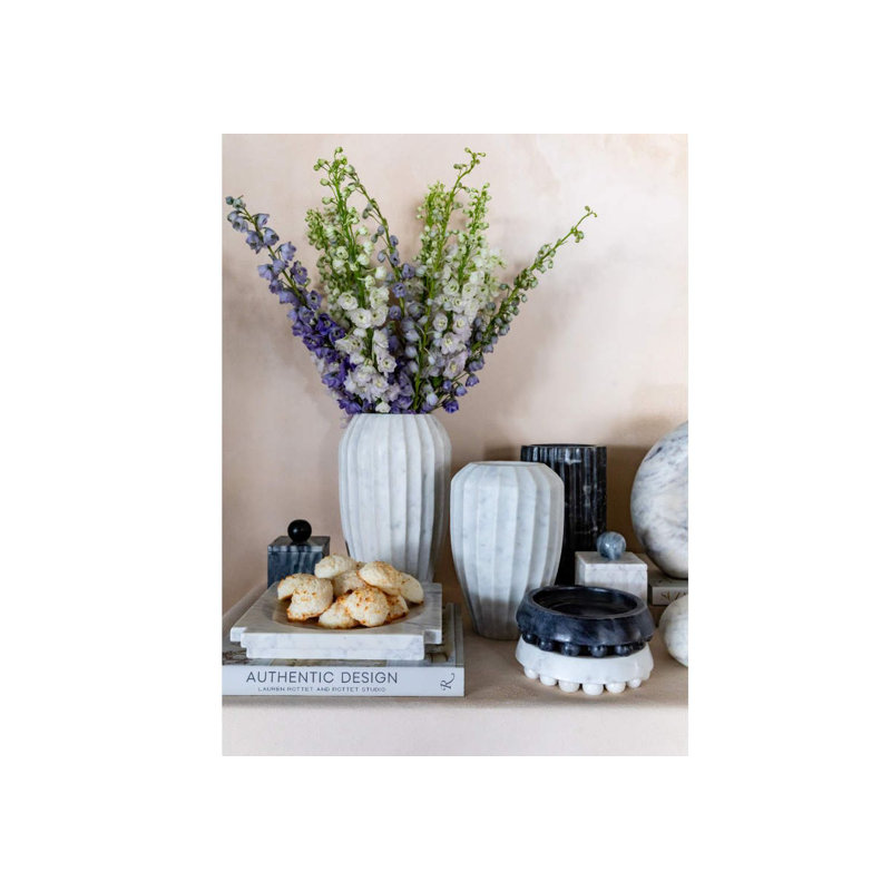 Flora Handmade Marble Table Vase, 13" H x 8" W x 8" D