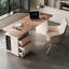 Bureau rectangulaire à 3 tiroirs en bois manufacturé brun noisette + blanc crème-108516516-108516517
