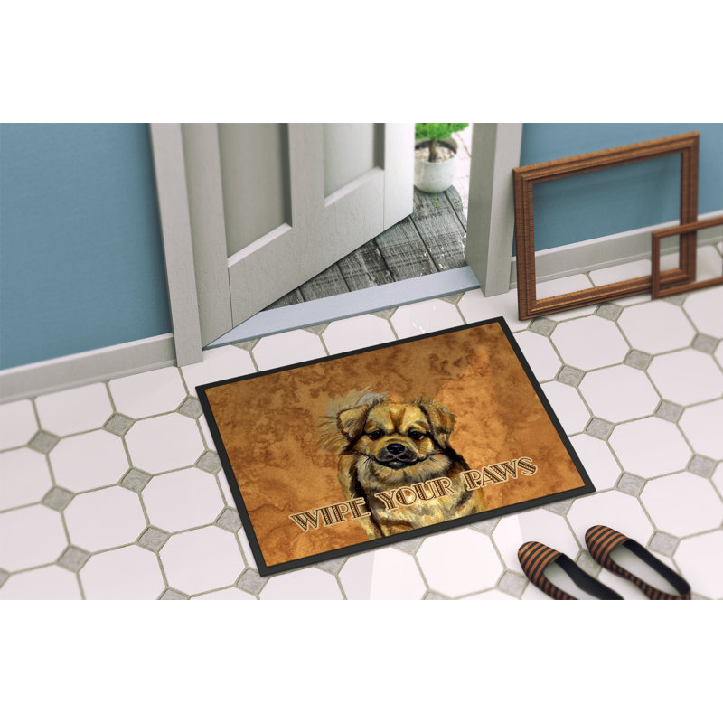Tapis d'entrée / extérieur antidérapant Tibetan Spaniel, Rectangle 1 pi 6 po x 2 pi 3 po