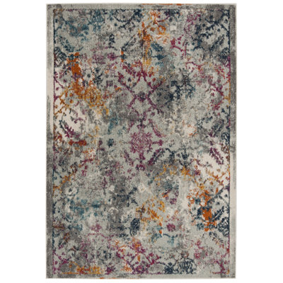 Christa Abstract Light Gray/Fuchsia Area Rug