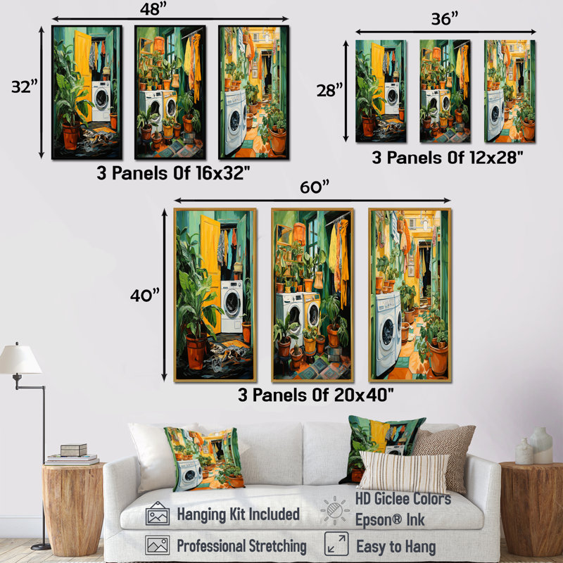 Blanchisserie Romm Jungle Adventure I - ensemble de 3 reproductions d'art sur toile, Cadre flottant brun, H 28 po x l 36 po