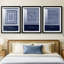 Indigo Tile IV - Impression encadrée sur mesure de qualité supérieure mate - 3 pièces