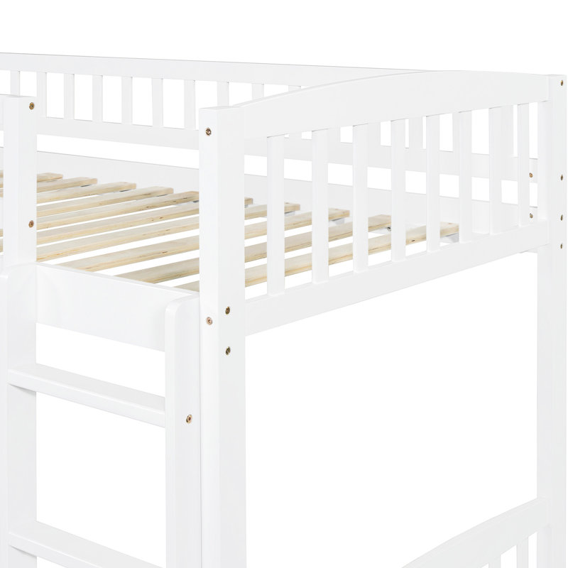 Lit mezzanine simple avec glissade en bois massif blanc durable