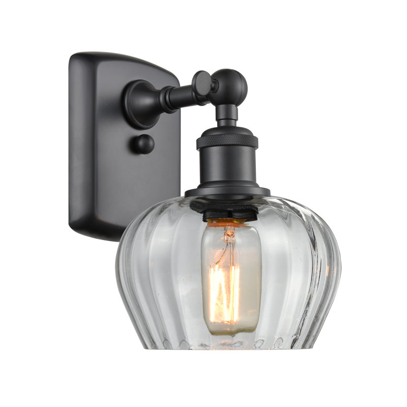 Patrina Armed Sconce, Incandescent, Clear, Matte Black