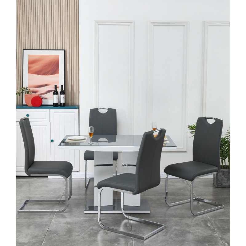 Mousoulita 4 - Person Dining Set, Grey, Grey