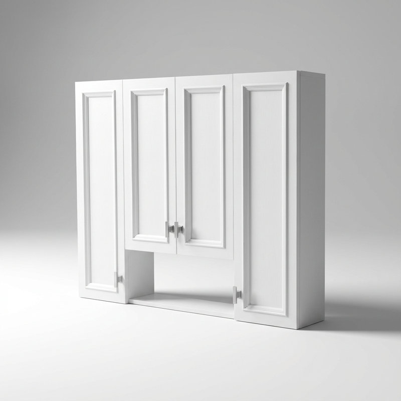 Armoire de rangement murale moderne avec tablettes réglables et charnières à fermeture douce, conception de tablettes ouvertes pour les essentiels de salle de bain organisés