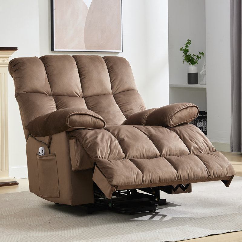 Oversized Power Lift Chair,heated Massage Power Recliner Chair With Usb Port, electric Recliner With Super Soft Padding-Brown