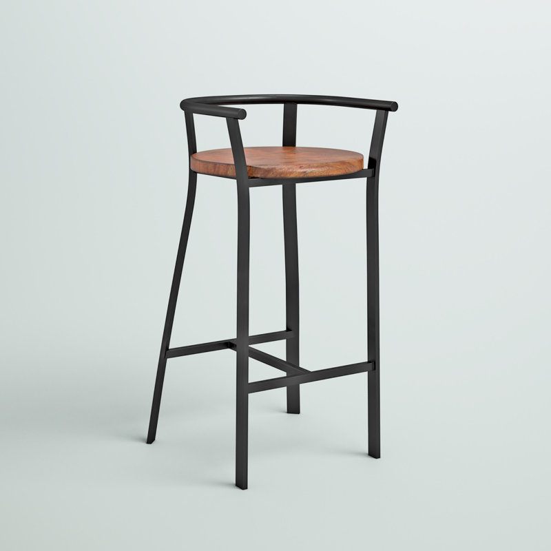Goetsch Counter Stool with Metal Frame, Bar Stool (30” Seat Height), Rustic Oak