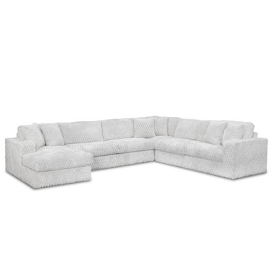 Canapé modulaire 3 pièces avec méridienne MOD250, canapé en tissu ultra-doux avec coussins haute densité, housses amovibles, dossiers réglables, pieds pivotants et 6 coussins décoratifs