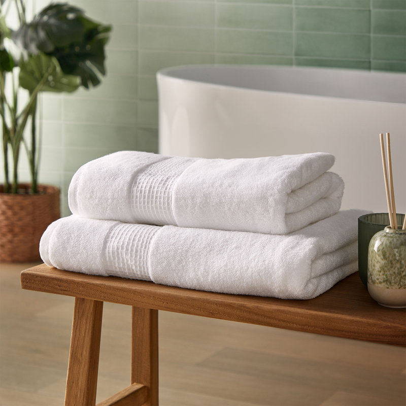 Silentnight Luxury Waffle Pure Cotton Bath Sheet, White, Bath Sheet - 1 Piece