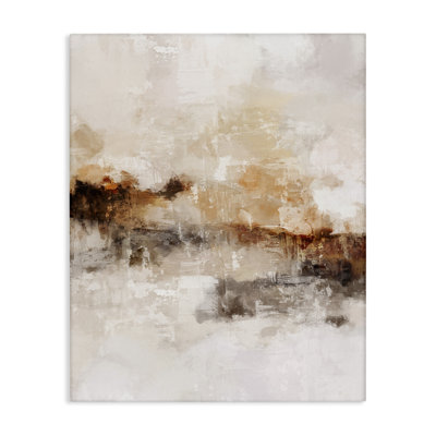 Beige & Brown Abstract On Canvas by Ros Ruseva Print