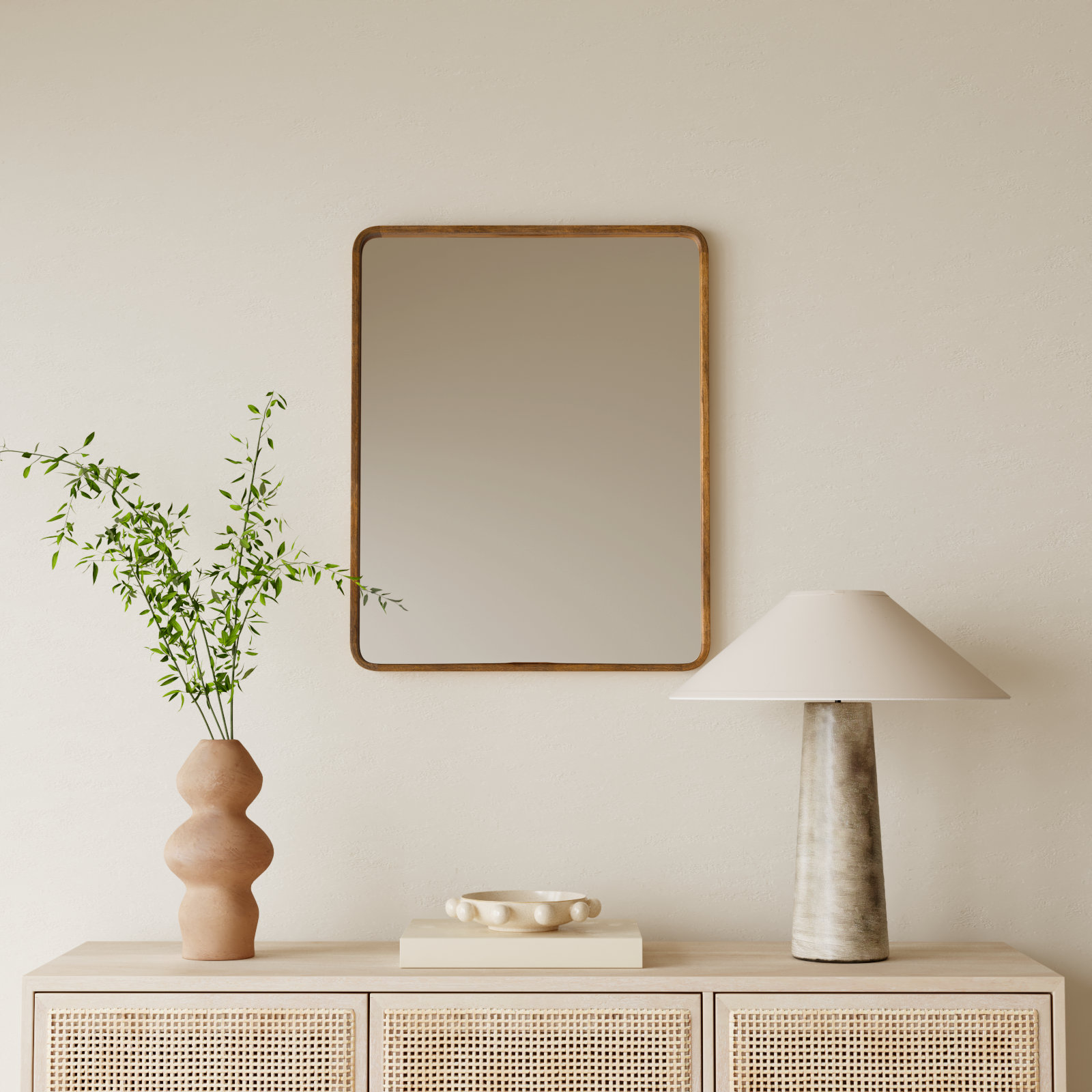 Sherman Wood Rectangle Mirror, 30" x 24", Natural Rustic