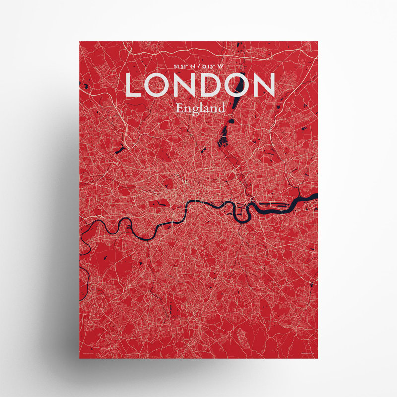 London City Map in Nautical 1 Piece Wall Art, 24cm H x 18cm W x 0.05cm D