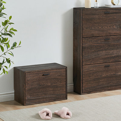 Minimalist Solid Wood Flip-Top Shoe Changing Stool