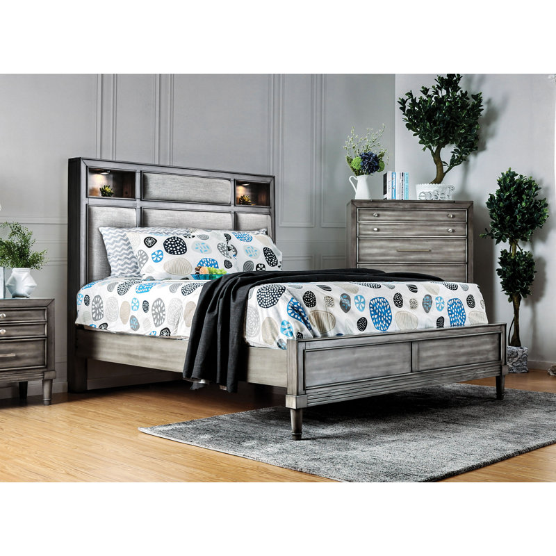 Zola Upholstered Bookcase Storage Bed, King