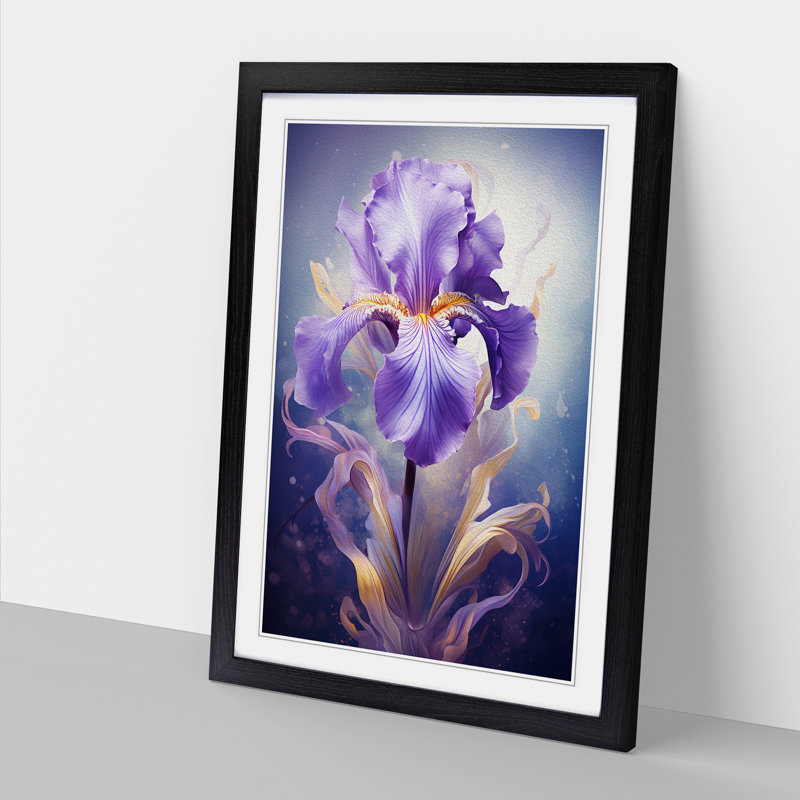 Iris Flower Conceptual - Single Picture Frame Print on Wood, 34cm H x 25cm W x 2cm D, Black Framed
